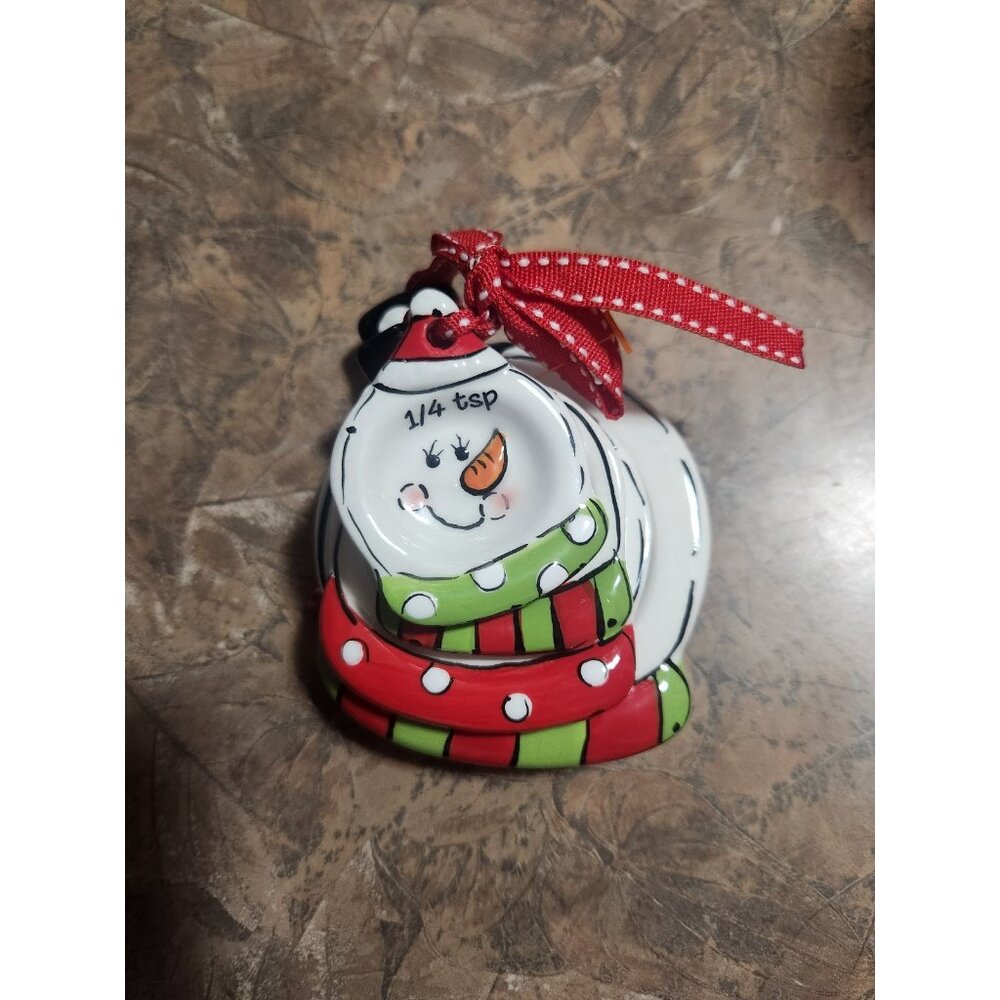 Christmas Snowman Ceramic Measuring Spoons NWT